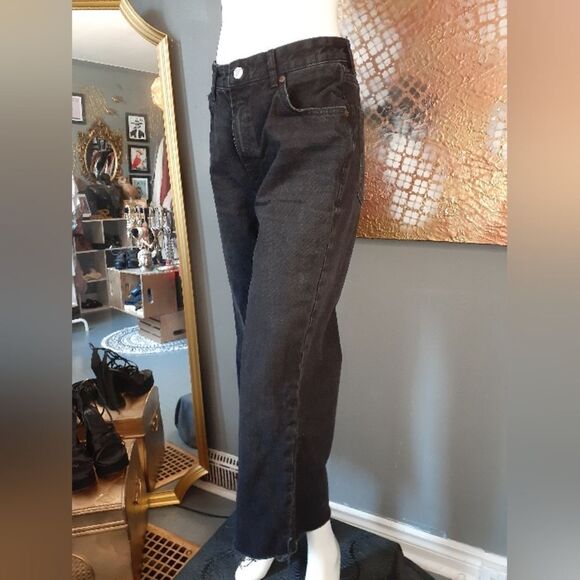 Zara Classic Black Women's Straight Wide Leg Jeans - Picture 11 of 15